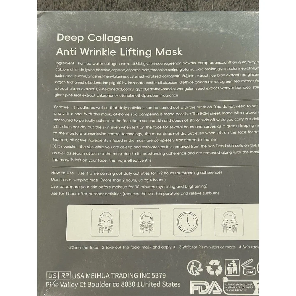 Deep Collagen Anti Wrinkle Lifting Face 9 Masks Anti-Aging NEW Sealed - Picture 9 of 11